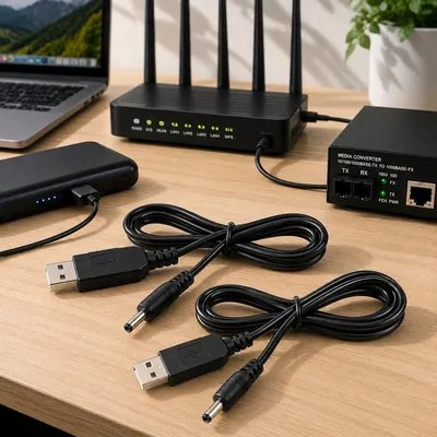 Набор кабелей питания для роутера Wi-Fi от павербанка USB DC 9V+9V переходник для модема PON ONU медиаконвертера