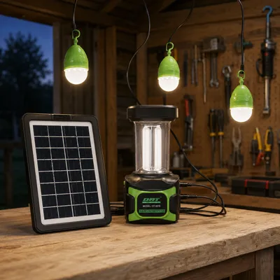 Портативна сонячна станція Solar Light DT-9016 з панеллю, 3 LED-лампами та USB