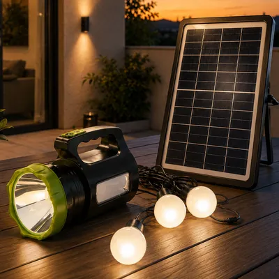 Сонячна система освітлення AT-9022 з 3 LED лампами та Power Bank, акумулятор 9000 мАг