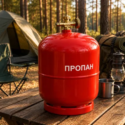 Газовий балон пропан бутан туристичний побутовий сталевий з вентилем ВБ-2, 1,6 МПа  5-12 л